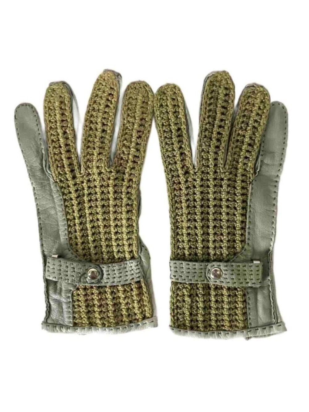 Hermes Leather Gloves Contrast Green